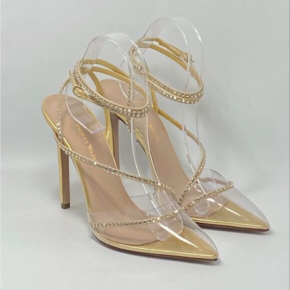 Andrea Wazen Leather & Crystal Pumps size 39.5 - Picture 5 of 13